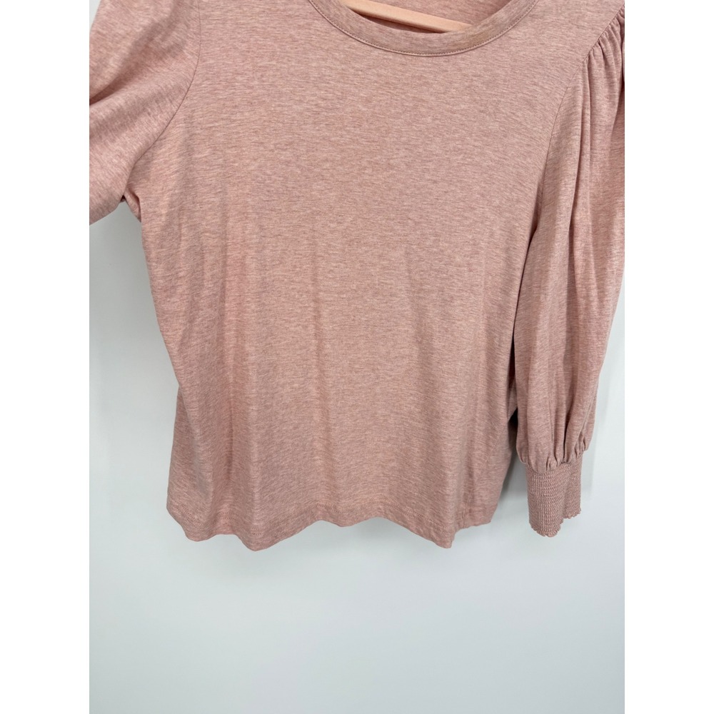 7 For All Mankind Top Womens Medium Rose Pink Puff Sleeve Smocked Cuff 69497 - Picture 5 of 7
